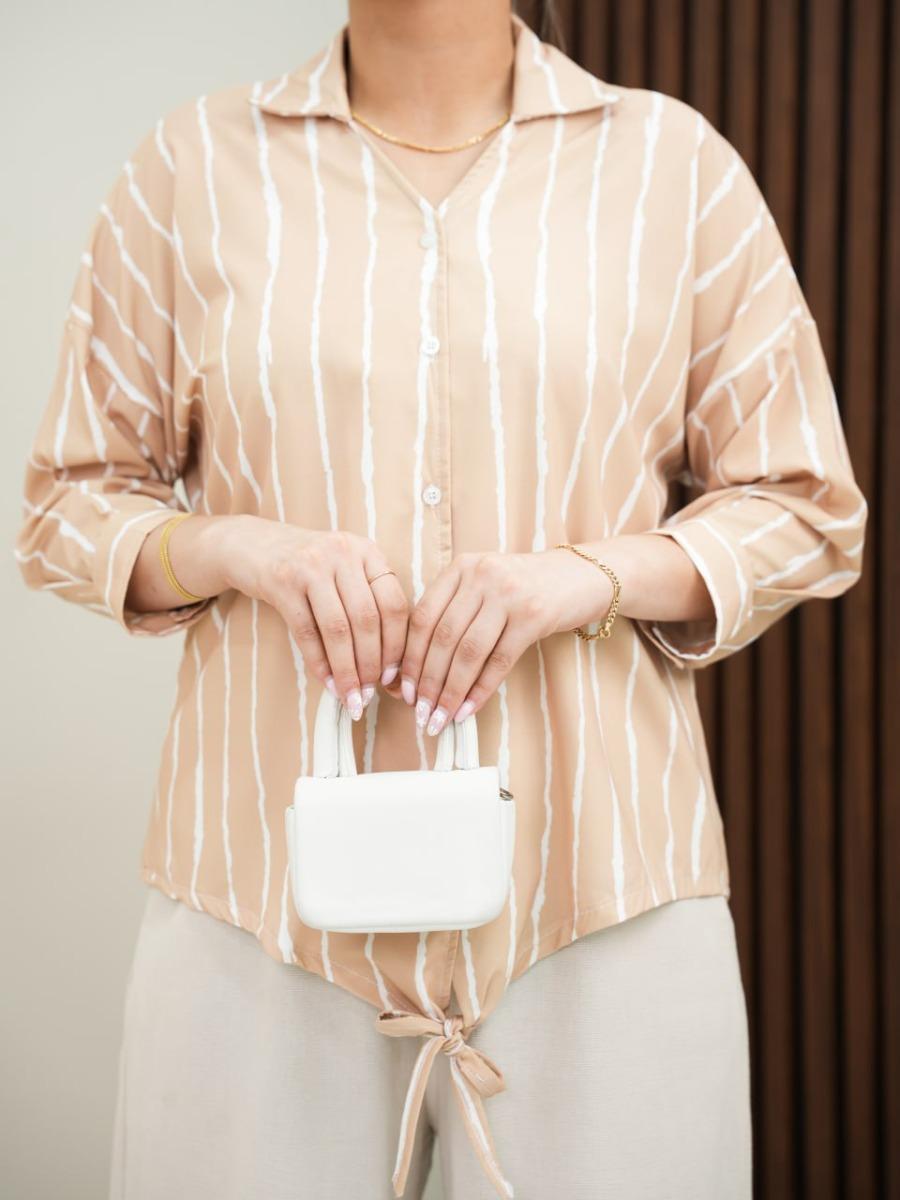 شومیز راه راه جلو گره ای باسلوق کد 6035