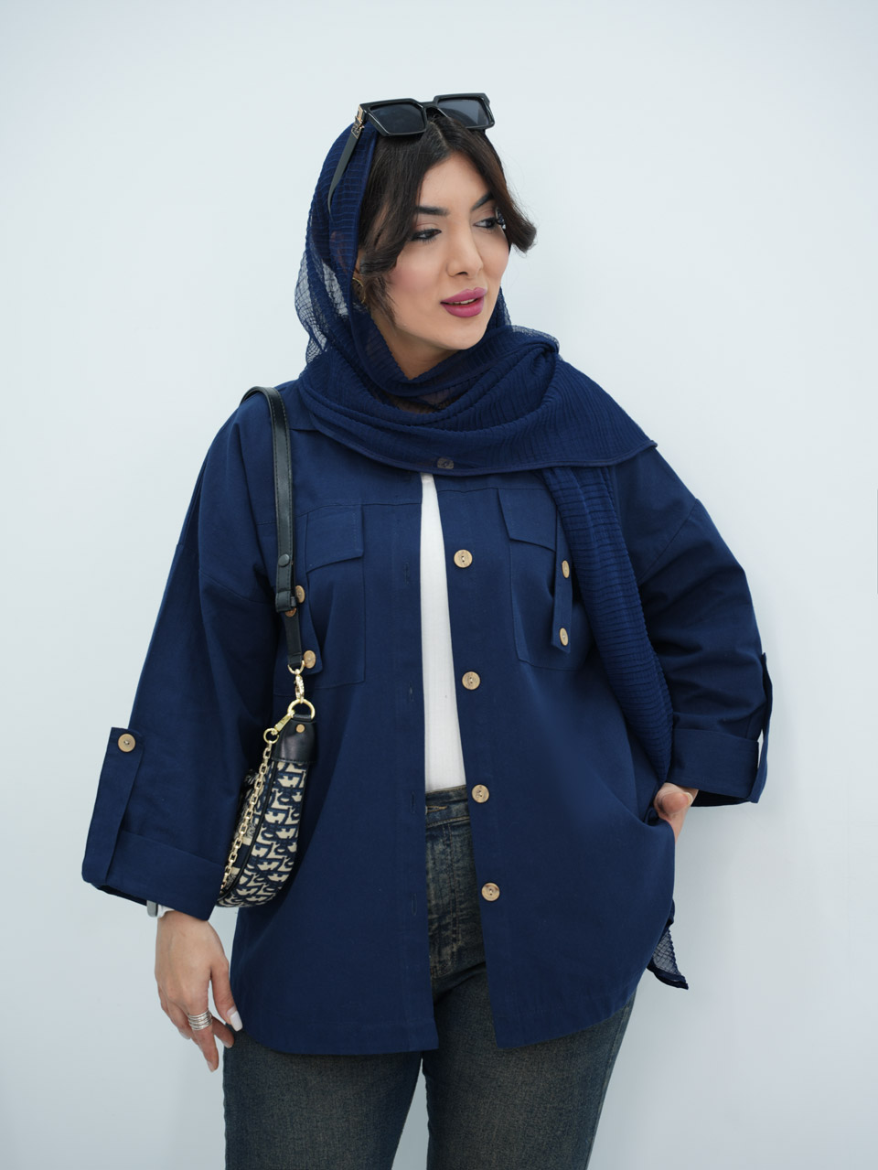 شومیز لنین جیب صلیبی لیمو کد7069