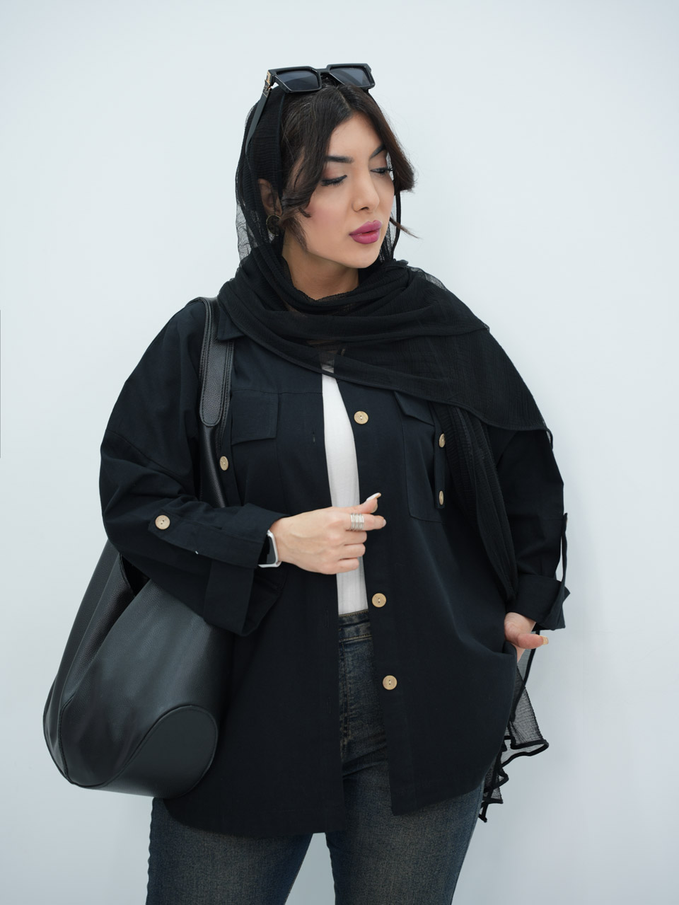 شومیز لنین جیب صلیبی لیمو کد7069