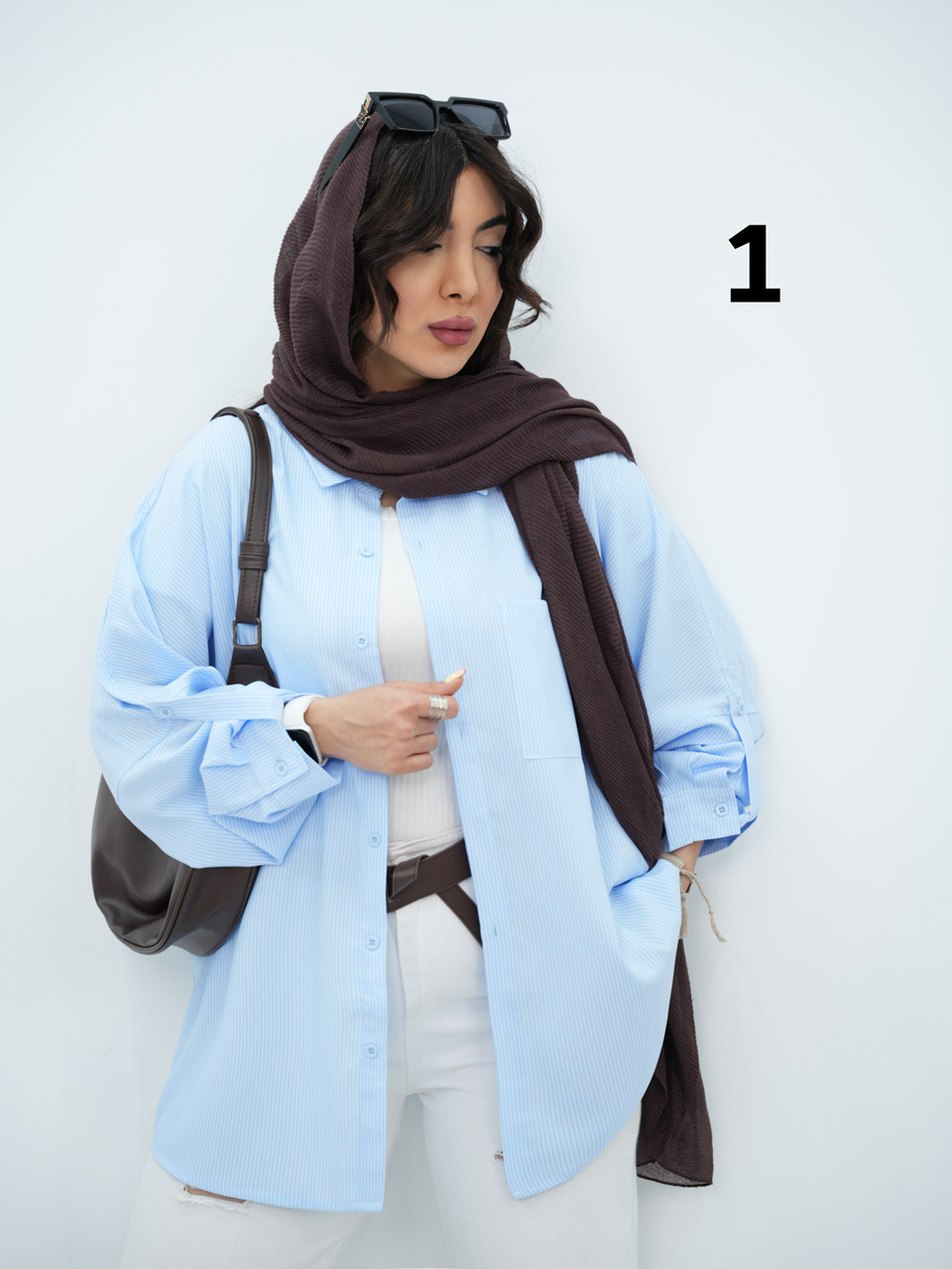 شومیز راه راه تک جیب بل کد7170